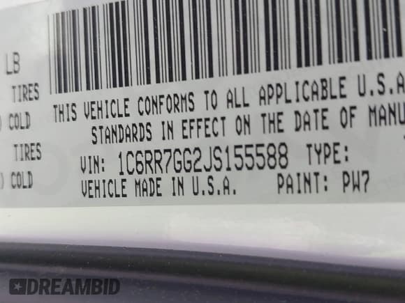 ✅ 2018 Ram 1500 Big Horn • VIN: 1C6RR7GG2JS155588 • Лот: 42112916. Опубликован ранее на IAAI с пробегом 183 528 миль. Бесплатный доступ к архиву аукционных продаж из США и подробный отчёт об истории автомобиля на DreamBid. Изображение 9.