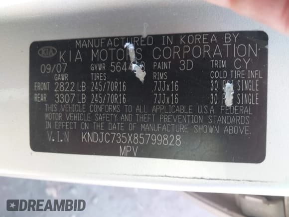 ✅ 2008 Kia Sorento LX • VIN: KNDJC735X85799828 • Lot: 43608224. Wystawiony na IAAI z przebiegiem 111 053 mil. Bezpłatny archiwum sprzedaży aukcyjnych z USA i szczegółowy raport historii pojazdu na DreamBid. Zdjęcie 9.