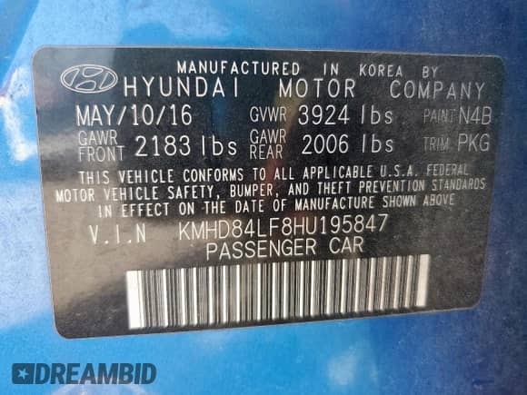 2017 Hyundai Elantra SE с VIN KMHD84LF8HU195847, выставлен на аукционе Copart как лот 85873475 с пробегом 79 429 миль миль и Чистый • Clean title. История ставок и продаж доступна на DreamBid. Изображение 13.