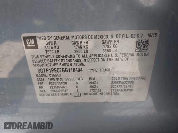 ✅ 2016 GMC Sierra 1500 Denali • VIN: 3GTP1PEC7GG118494 • Lot: 42567049. Listed on IAAI with 163,429 mi. Free auction sales archive from the USA and detailed vehicle history report at DreamBid. Image 9.