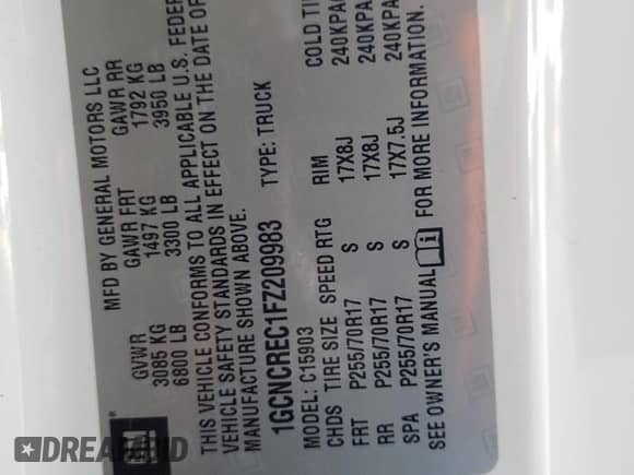 2015 Chevrolet Silverado 1500 LT с VIN 1GCNCREC1FZ209983, выставлен на аукционе Copart как лот 50010715 с пробегом 167 827 миль миль и Чистый • Clean title. История ставок и продаж доступна на DreamBid. Изображение 12.