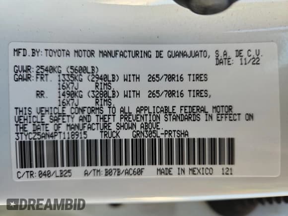 ✅ 2023 Toyota Tacoma TRD Off Road • VIN: 3TYCZ5AN4PT118915 • Lot: 87109765. Wystawiony na Copart z przebiegiem 43 831 mil. Bezpłatny archiwum sprzedaży aukcyjnych z USA i szczegółowy raport historii pojazdu na DreamBid. Zdjęcie 13.