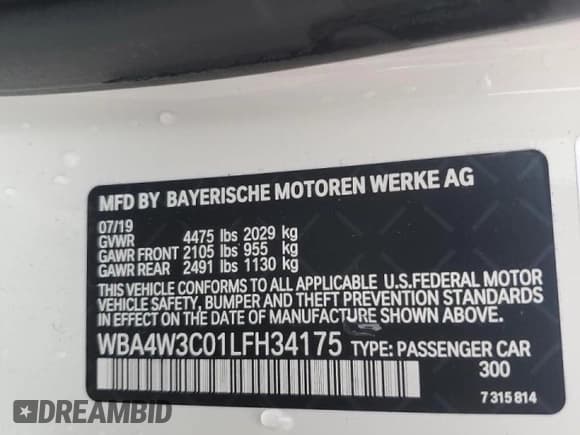 ✅ 2020 BMW 4 Series 430i • VIN: WBA4W3C01LFH34175 • Лот: 45947355. Опубликован ранее на Copart с пробегом 40 967 миль. Бесплатный доступ к архиву аукционных продаж из США и подробный отчёт об истории автомобиля на DreamBid. Изображение 15.