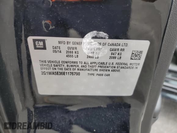 ✅ 2014 Chevrolet Impala LS • VIN: 2G1WA5E36E1176790 • Лот: 75640934. Опубликован ранее на Copart с пробегом 93 428 миль. Бесплатный доступ к архиву аукционных продаж из США и подробный отчёт об истории автомобиля на DreamBid. Изображение 12.