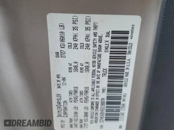 2005 Dodge Dakota SLT z VIN 1D7HE42K45S198870, wystawiony jako Copart lot #73381434 z przebiegiem 152 802 mil mil oraz Czysty tytuł • Clean title. Historia ofert i sprzedaży dostępna na DreamBid. Obrazek 12.