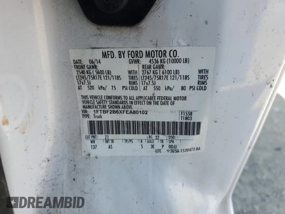 ✅ 2015 Ford F-250 XLT • VIN: 1FTBF2B6XFEA80102 • Lot: 65196695. Wystawiony na Copart z przebiegiem Nie podano. Bezpłatny archiwum sprzedaży aukcyjnych z USA i szczegółowy raport historii pojazdu na DreamBid. Zdjęcie 12.