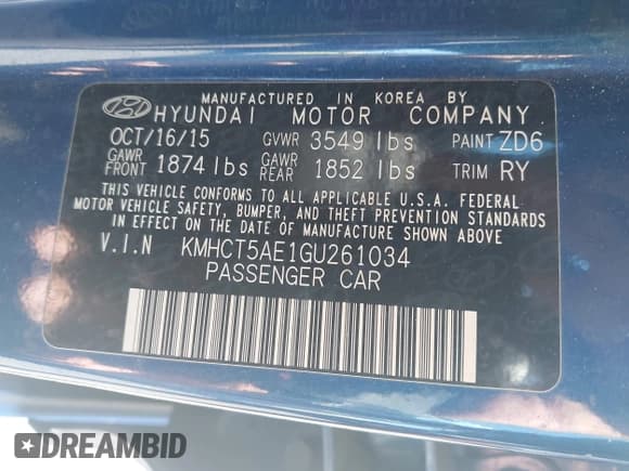 ✅ 2016 Hyundai Accent SE • VIN: KMHCT5AE1GU261034 • Lot: 43567470. Wystawiony na IAAI z przebiegiem 138 458 mil. Bezpłatny archiwum sprzedaży aukcyjnych z USA i szczegółowy raport historii pojazdu na DreamBid. Zdjęcie 9.