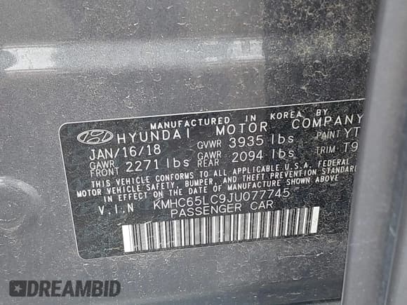 ✅ 2018 Hyundai Ioniq Blue • VIN: KMHC65LC9JU077745 • Lot: 42170399. Wystawiony na IAAI z przebiegiem 123 207 mil. Bezpłatny archiwum sprzedaży aukcyjnych z USA i szczegółowy raport historii pojazdu na DreamBid. Zdjęcie 9.