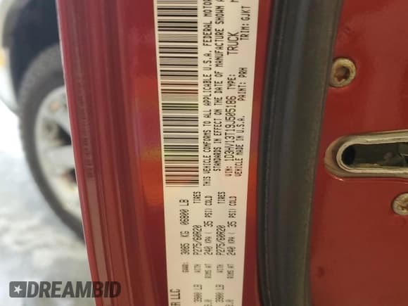 ✅ 2009 Dodge 1500 Laramie • VIN: 1D3HV13T19J505186 • Lot: 90485115. Listed on Copart with 163,187 mi. Free auction sales archive from the USA and detailed vehicle history report at DreamBid. Image 12.