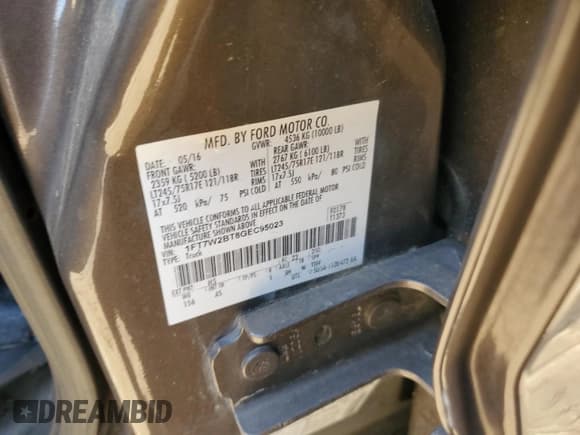 ✅ 2016 Ford F-250 Platinum • VIN: 1FT7W2BT8GEC95023 • Lot: 85001855. Listed on Copart with Not provided. Free auction sales archive from the USA and detailed vehicle history report at DreamBid. Image 12.