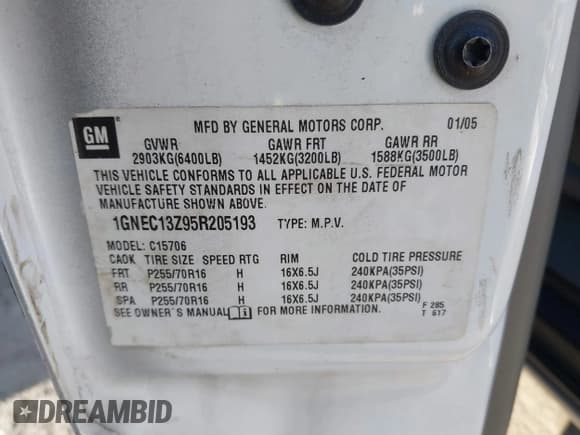 ✅ 2005 Chevrolet Tahoe Police • VIN: 1GNEC13Z95R205193 • Лот: 41361544. Опубликован ранее на IAAI с пробегом 156 547 миль. Бесплатный доступ к архиву аукционных продаж из США и подробный отчёт об истории автомобиля на DreamBid. Изображение 9.