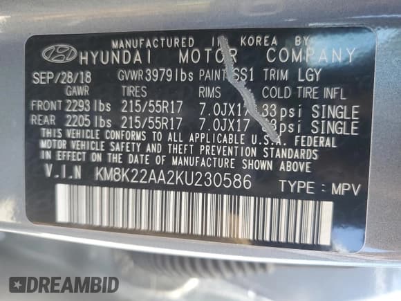 ✅ 2019 Hyundai Kona SEL • VIN: KM8K22AA2KU230586 • Лот: 52704374. Опубликован ранее на Copart с пробегом 55 757 миль. Бесплатный доступ к архиву аукционных продаж из США и подробный отчёт об истории автомобиля на DreamBid. Изображение 14.