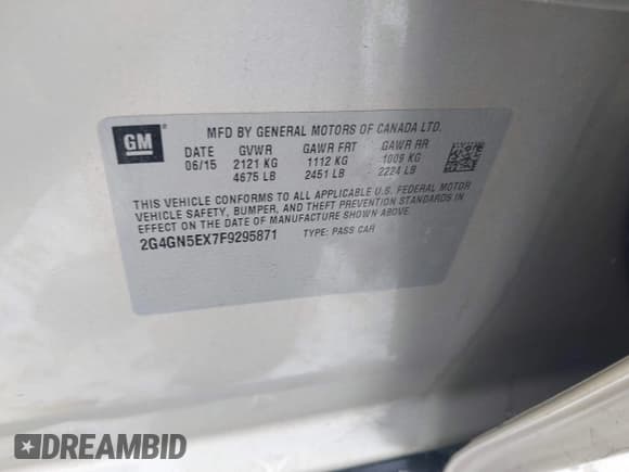 ✅ 2015 Buick Regal Premium I • VIN: 2G4GN5EX7F9295871 • Лот: 43619671. Опубликован ранее на IAAI с пробегом 94 208 миль. Бесплатный доступ к архиву аукционных продаж из США и подробный отчёт об истории автомобиля на DreamBid. Изображение 9.