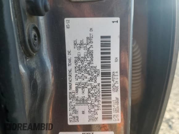 ✅ 2012 Toyota Tundra • VIN: 5TFDY5F1XCX241146 • Lot: 71637095. Wystawiony na Copart z przebiegiem 176 762 mil. Bezpłatny archiwum sprzedaży aukcyjnych z USA i szczegółowy raport historii pojazdu na DreamBid. Zdjęcie 12.