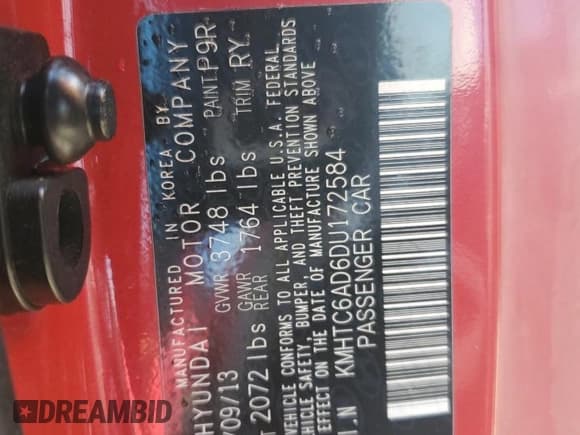 ✅ 2013 Hyundai Veloster w/Gray Int • VIN: KMHTC6AD6DU172584 • Lot: 82425004. Wystawiony na Copart z przebiegiem 135 563 mil. Bezpłatny archiwum sprzedaży aukcyjnych z USA i szczegółowy raport historii pojazdu na DreamBid. Zdjęcie 12.