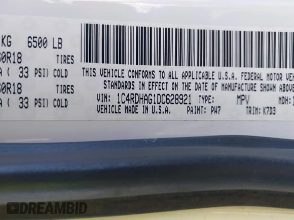 ✅ 2013 Dodge Durango SXT • VIN: 1C4RDHAG1DC628921 • Lot: 43696980. Listed on IAAI with 180,740 mi. Free auction sales archive from the USA and detailed vehicle history report at DreamBid. Image 9.