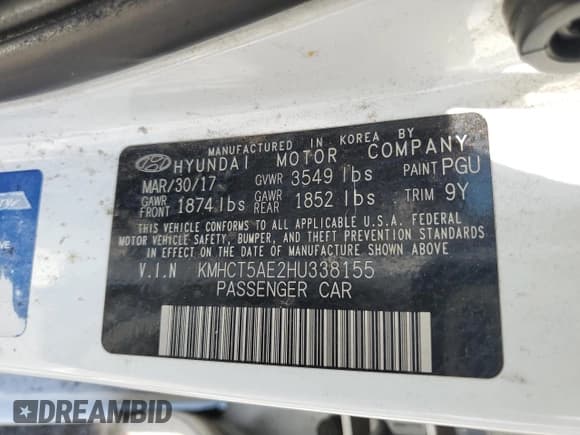 ✅ 2017 Hyundai Accent SE • VIN: KMHCT5AE2HU338155 • Лот: 60490724. Опубликован ранее на Copart с пробегом 107 035 миль. Бесплатный доступ к архиву аукционных продаж из США и подробный отчёт об истории автомобиля на DreamBid. Изображение 12.