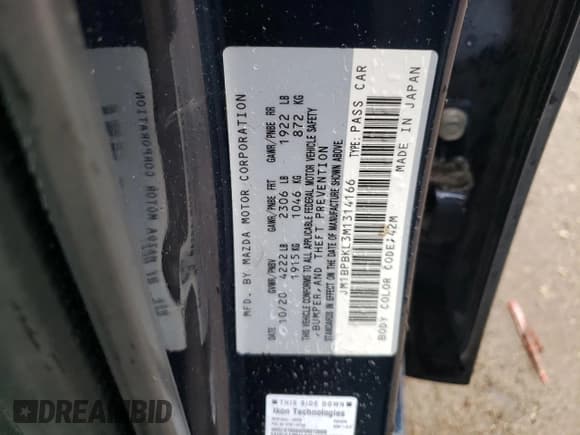 ✅ 2021 Mazda 3 Select • VIN: JM1BPBKL3M1314166 • Лот: 61509315. Опубликован ранее на Copart с пробегом 88 462 миль. Бесплатный доступ к архиву аукционных продаж из США и подробный отчёт об истории автомобиля на DreamBid. Изображение 12.