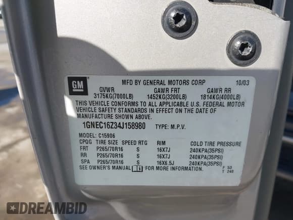 ✅ 2004 Chevrolet Suburban LT • VIN: 1GNEC16Z34J158980 • Lot: 43907498. Wystawiony na IAAI z przebiegiem 182 526 mil. Bezpłatny archiwum sprzedaży aukcyjnych z USA i szczegółowy raport historii pojazdu na DreamBid. Zdjęcie 9.