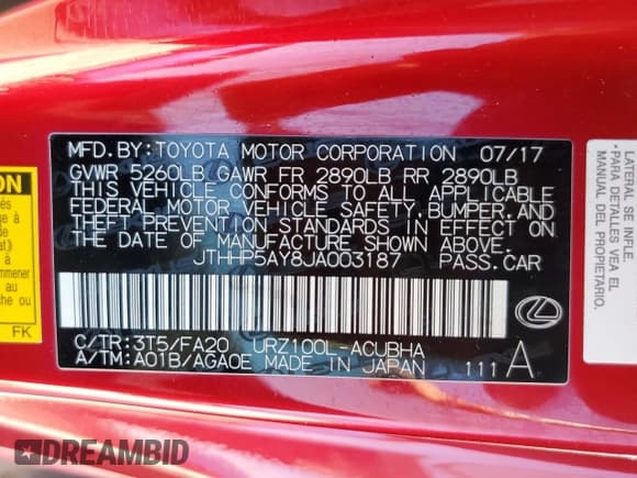 ✅ 2018 Lexus LC 500h • VIN: JTHHP5AY8JA003187 • Лот: 41414105. Опубликован ранее на Copart с пробегом 17 655 миль. Бесплатный доступ к архиву аукционных продаж из США и подробный отчёт об истории автомобиля на DreamBid. Изображение 12.