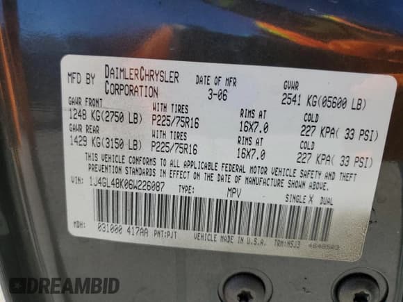 ✅ 2006 Jeep Liberty Sport • VIN: 1J4GL48K06W226087 • Лот: 82689565. Опубликован ранее на Copart с пробегом 200 032 миль. Бесплатный доступ к архиву аукционных продаж из США и подробный отчёт об истории автомобиля на DreamBid. Изображение 13.