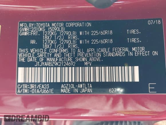 ✅ 2019 Lexus NX 300 • VIN: JTJYARBZ9K2124692 • Lot: 43331166. Listed on IAAI with 76,249 mi. Free auction sales archive from the USA and detailed vehicle history report at DreamBid. Image 9.