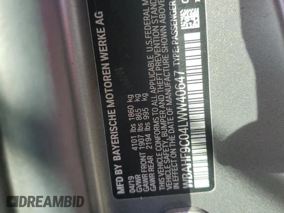 ✅ 2020 BMW Z4 sDriveM40i • VIN: WBAHF9C04LWW40647 • Lot: 77301284. Listed on Copart with Not provided. Free auction sales archive from the USA and detailed vehicle history report at DreamBid. Image 13.