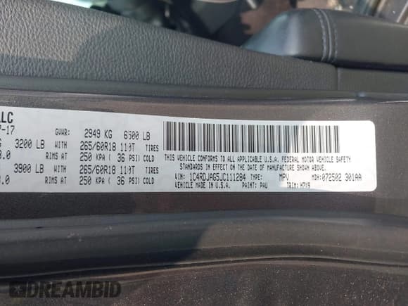 ✅ 2018 Dodge Durango SXT • VIN: 1C4RDJAG5JC111284 • Lot: 42428976. Listed on IAAI with 105,083 mi. Free auction sales archive from the USA and detailed vehicle history report at DreamBid. Image 9.