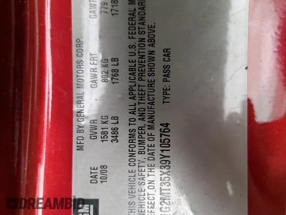 ✅ 2009 Pontiac Solstice GXP • VIN: 1G2MT35X39Y105764 • Lot: 60600505. Listed on Copart with 29,382 mi. Free auction sales archive from the USA and detailed vehicle history report at DreamBid. Image 13.