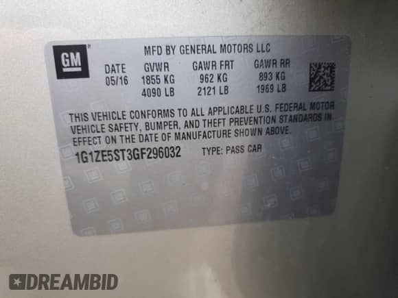 ✅ 2016 Chevrolet Malibu LT • VIN: 1G1ZE5ST3GF296032 • Lot: 68116235. Listed on Copart with 148,468 mi miles. Access the free auction sales archive from the USA and view a detailed vehicle history report at DreamBid. Image 12.