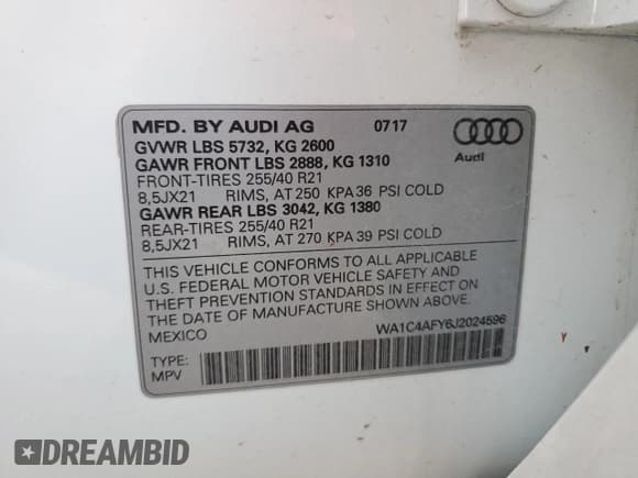 ✅ 2018 Audi SQ5 Prestige • VIN: WA1C4AFY6J2024596 • Lot: 75256704. Listed on Copart with 86,455 mi. Free auction sales archive from the USA and detailed vehicle history report at DreamBid. Image 16.
