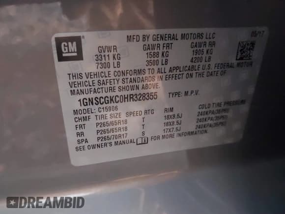 ✅ 2017 Chevrolet Suburban LS • VIN: 1GNSCGKC0HR328355 • Lot: 41039618. Listed on IAAI with 76,028 mi. Free auction sales archive from the USA and detailed vehicle history report at DreamBid. Image 9.