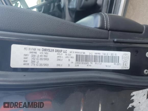 ✅ 2011 Dodge Durango Citadel • VIN: 1D4SE5GT2BC628055 • Lot: 93521125. Listed on Copart with 217,590 mi. Free auction sales archive from the USA and detailed vehicle history report at DreamBid. Image 13.