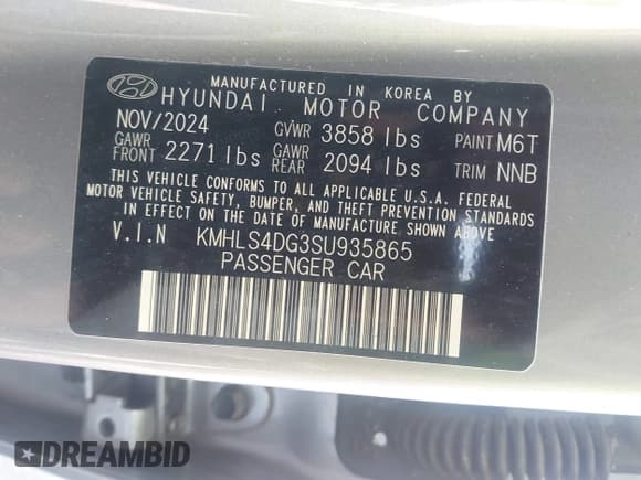 ✅ 2025 Hyundai Elantra SEL Convenience • VIN: KMHLS4DG3SU935865 • Лот: 43255381. Опубликован ранее на IAAI с пробегом 5 020 миль. Бесплатный доступ к архиву аукционных продаж из США и подробный отчёт об истории автомобиля на DreamBid. Изображение 9.