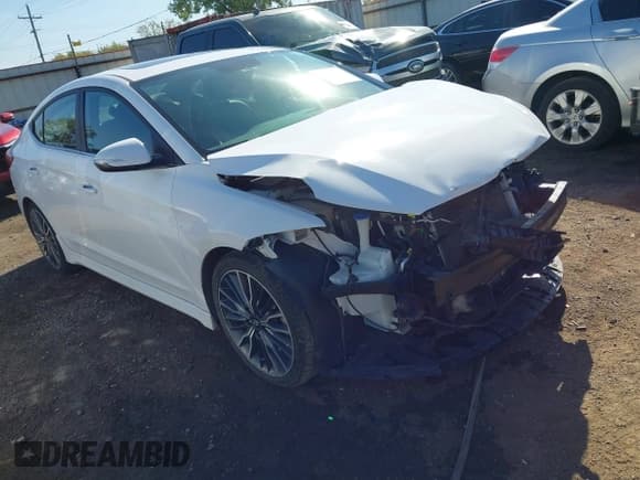 ✅ 2018 Hyundai Elantra Sport • VIN: KMHD04LB5JU555599 • Lot: 43523201. Listed on IAAI with 65,432 mi. Free auction sales archive from the USA and detailed vehicle history report at DreamBid. Image 1.