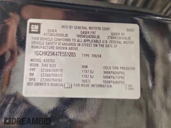 ✅ 2007 Chevrolet Silverado 2500HD Work Truck • VIN: 1GCHK29K47E551283 • Лот: 94971805. Опубликован ранее на Copart с пробегом 184 876 миль. Бесплатный доступ к архиву аукционных продаж из США и подробный отчёт об истории автомобиля на DreamBid. Изображение 12.