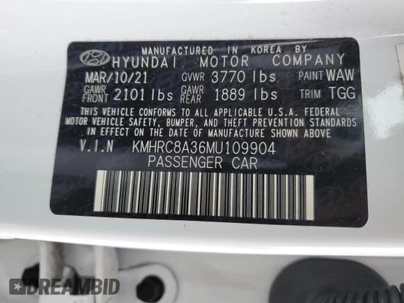 ✅ 2021 Hyundai Venue SEL • VIN: KMHRC8A36MU109904 • Lot: 85691854. Listed on Copart with 61,135 mi. Free auction sales archive from the USA and detailed vehicle history report at DreamBid. Image 14.