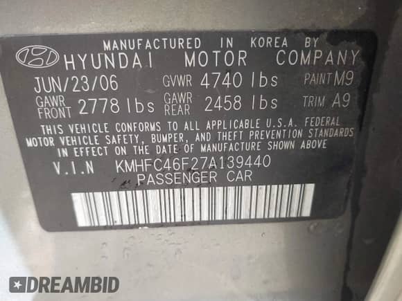 2007 Hyundai Azera SE с VIN KMHFC46F27A139440, выставлен на аукционе IAAI как лот 42058893 с пробегом 218 540 миль миль и . История ставок и продаж доступна на DreamBid. Изображение 9.
