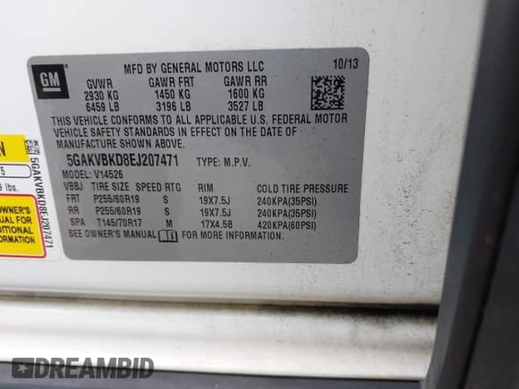 ✅ 2014 Buick Enclave Leather • VIN: 5GAKVBKD8EJ207471 • Lot: 43748176. Listed on IAAI with 156,903 mi. Free auction sales archive from the USA and detailed vehicle history report at DreamBid. Image 9.