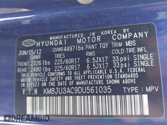 2013 Hyundai Tucson GLS z VIN KM8JU3AC9DU561035, wystawiony jako IAAI lot #43040764 z przebiegiem 145 743 mil mil oraz . Historia ofert i sprzedaży dostępna na DreamBid. Obrazek 9.