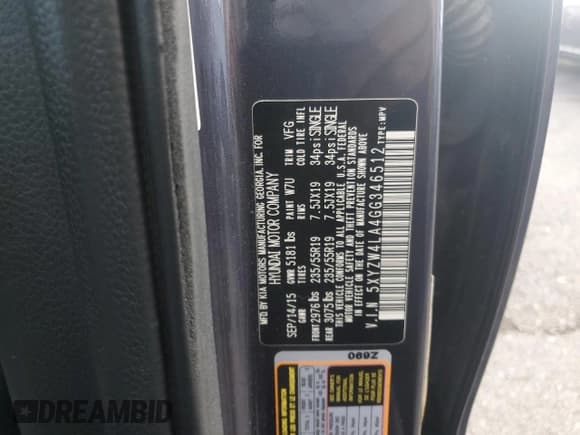 ✅ 2016 Hyundai Santa Fe • VIN: 5XYZW4LA4GG346512 • Лот: 93121485. Опубликован ранее на Copart с пробегом 124 559 миль. Бесплатный доступ к архиву аукционных продаж из США и подробный отчёт об истории автомобиля на DreamBid. Изображение 13.