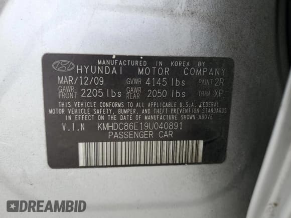 ✅ 2009 Hyundai Elantra Touring • VIN: KMHDC86E19U040891 • Lot: 81791045. Wystawiony na Copart z przebiegiem 145 835 mil. Bezpłatny archiwum sprzedaży aukcyjnych z USA i szczegółowy raport historii pojazdu na DreamBid. Zdjęcie 12.
