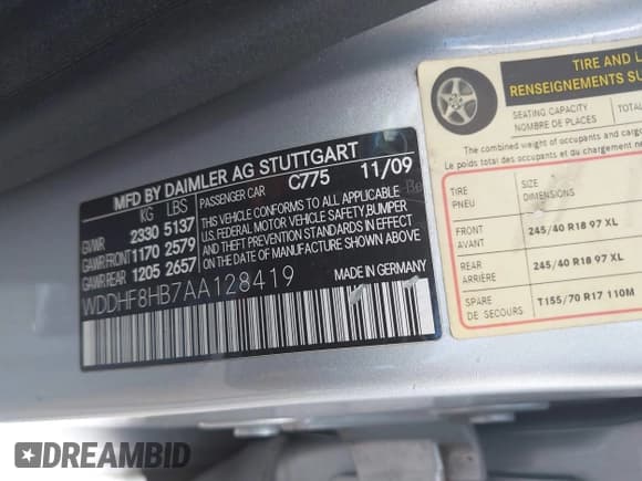 ✅ 2010 Mercedes-Benz E 350 Luxury • VIN: WDDHF8HB7AA128419 • Lot: 43043594. Listed on IAAI with 132,180 mi. Free auction sales archive from the USA and detailed vehicle history report at DreamBid. Image 9.