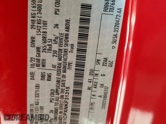 ✅ 2022 Ford F-150 XL • VIN: 1FTEX1CPXNKF31315 • Lot: 84961225. Listed on Copart with 61,367 mi. Free auction sales archive from the USA and detailed vehicle history report at DreamBid. Image 12.