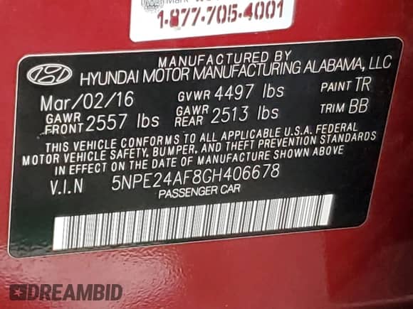 2016 Hyundai Sonata SE с VIN 5NPE24AF8GH406678, выставлен на аукционе Copart как лот 84233105 с пробегом 81 351 миль миль и Списание • Salvage title. История ставок и продаж доступна на DreamBid. Изображение 12.