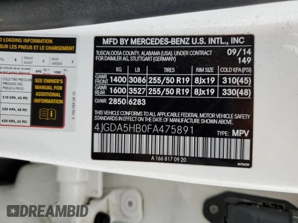 ✅ 2015 Mercedes-Benz M 350 • VIN: 4JGDA5HB0FA475891 • Лот: 90499535. Опубликован ранее на Copart с пробегом 97 778 миль. Бесплатный доступ к архиву аукционных продаж из США и подробный отчёт об истории автомобиля на DreamBid. Изображение 13.