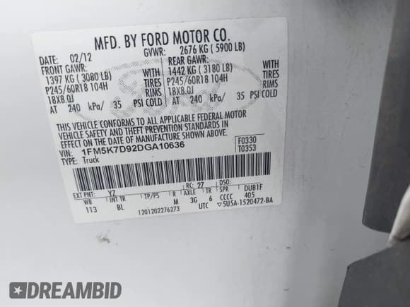 ✅ 2013 Ford Explorer XLT • VIN: 1FM5K7D92DGA10636 • Lot: 43528209. Listed on IAAI with 198,108 mi. Free auction sales archive from the USA and detailed vehicle history report at DreamBid. Image 9.