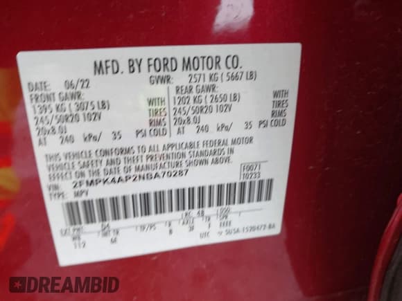 ✅ 2022 Ford Edge ST • VIN: 2FMPK4AP2NBA70287 • Lot: 42199012. Wystawiony na IAAI z przebiegiem 58 069 mil. Bezpłatny archiwum sprzedaży aukcyjnych z USA i szczegółowy raport historii pojazdu na DreamBid. Zdjęcie 9.