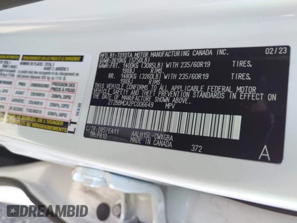 ✅ 2023 Lexus RX 350h • VIN: 2T2BBMCA2PC006649 • Lot: 43599027. Listed on IAAI with 21,218 mi. Free auction sales archive from the USA and detailed vehicle history report at DreamBid. Image 9.