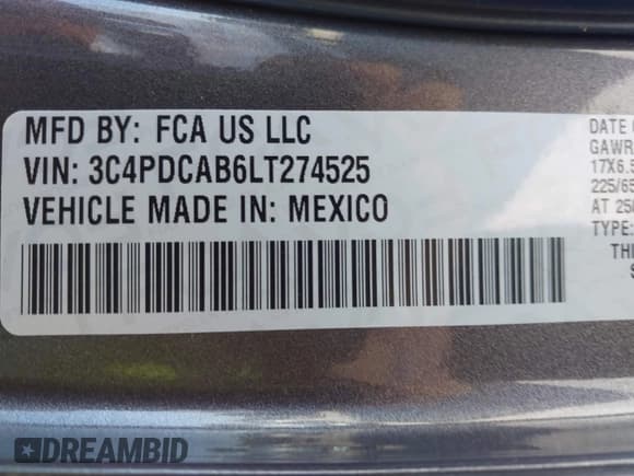 ✅ 2020 Dodge Journey SE Value • VIN: 3C4PDCAB6LT274525 • Лот: 43442183. Опубликован ранее на IAAI с пробегом 69 327 миль. Бесплатный доступ к архиву аукционных продаж из США и подробный отчёт об истории автомобиля на DreamBid. Изображение 9.